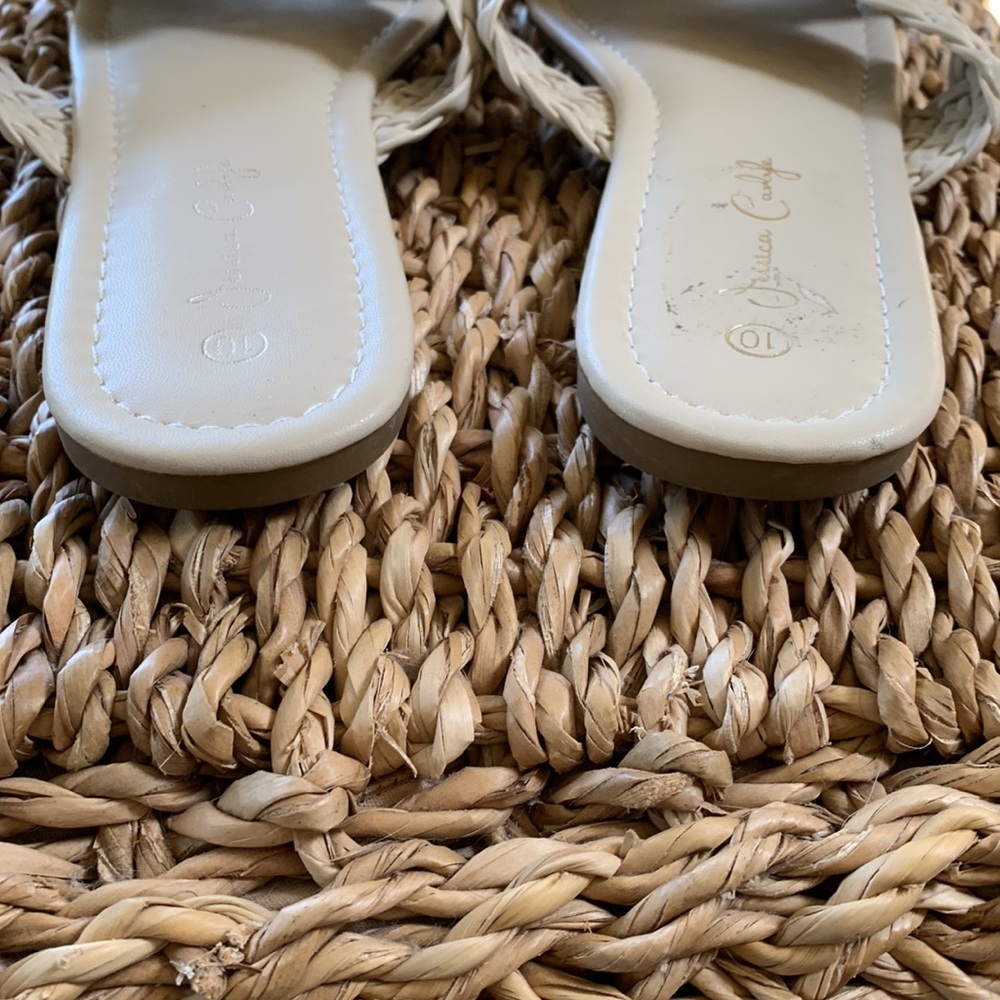 EUC. Faux leather slip on sandals.  Size 10 - Picture 3 of 3